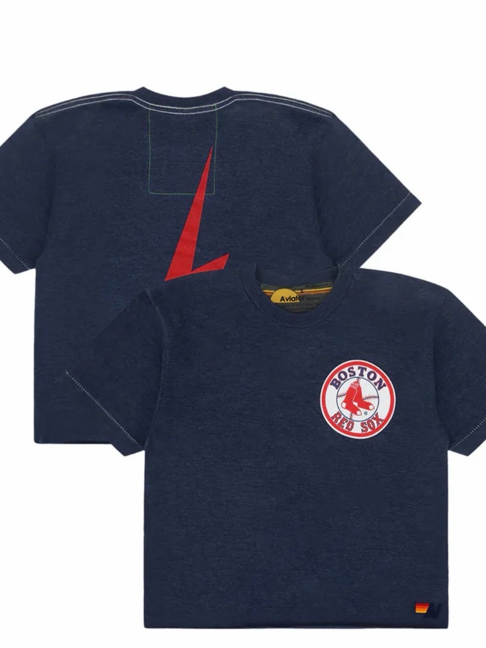 Aviator Nation Navy Boston Red Sox Tee with Red Accent